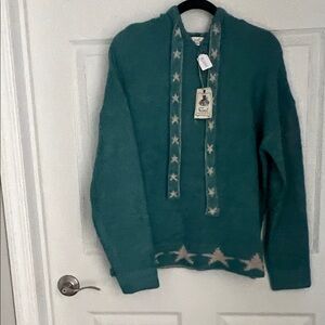 Easel Teal Star Hoodie Sweater